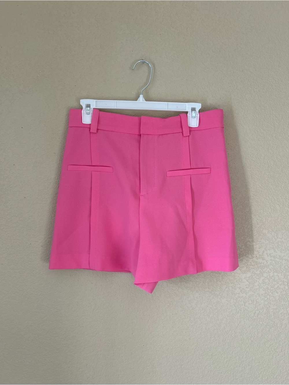 Zara Bright Pink High-Waist Tailored Shorts Size M Summer Preppy Barbie - Picture 3 of 10
